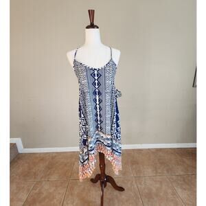 NWT Angie Spaghetti Strap Slip Dress Aztek Boho SZ Large Vacation Resortwear